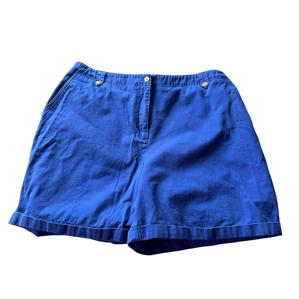 Vintage Lauren Ralph Lauren Blue High Rise Shorts Chino Cotton Womens Size 18W